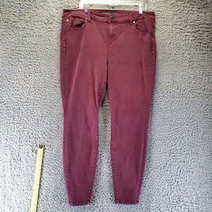 Liverpool Jeans Womens 18W Burgundy Red Stretch Denim Skinny
